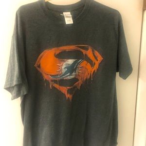Miami dolphins nfl Superman graphic logo football team collaboration shirt large